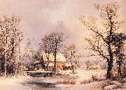 George Henry Durrie Winter in the Country, The Old Grist Mill oil painting on canvas